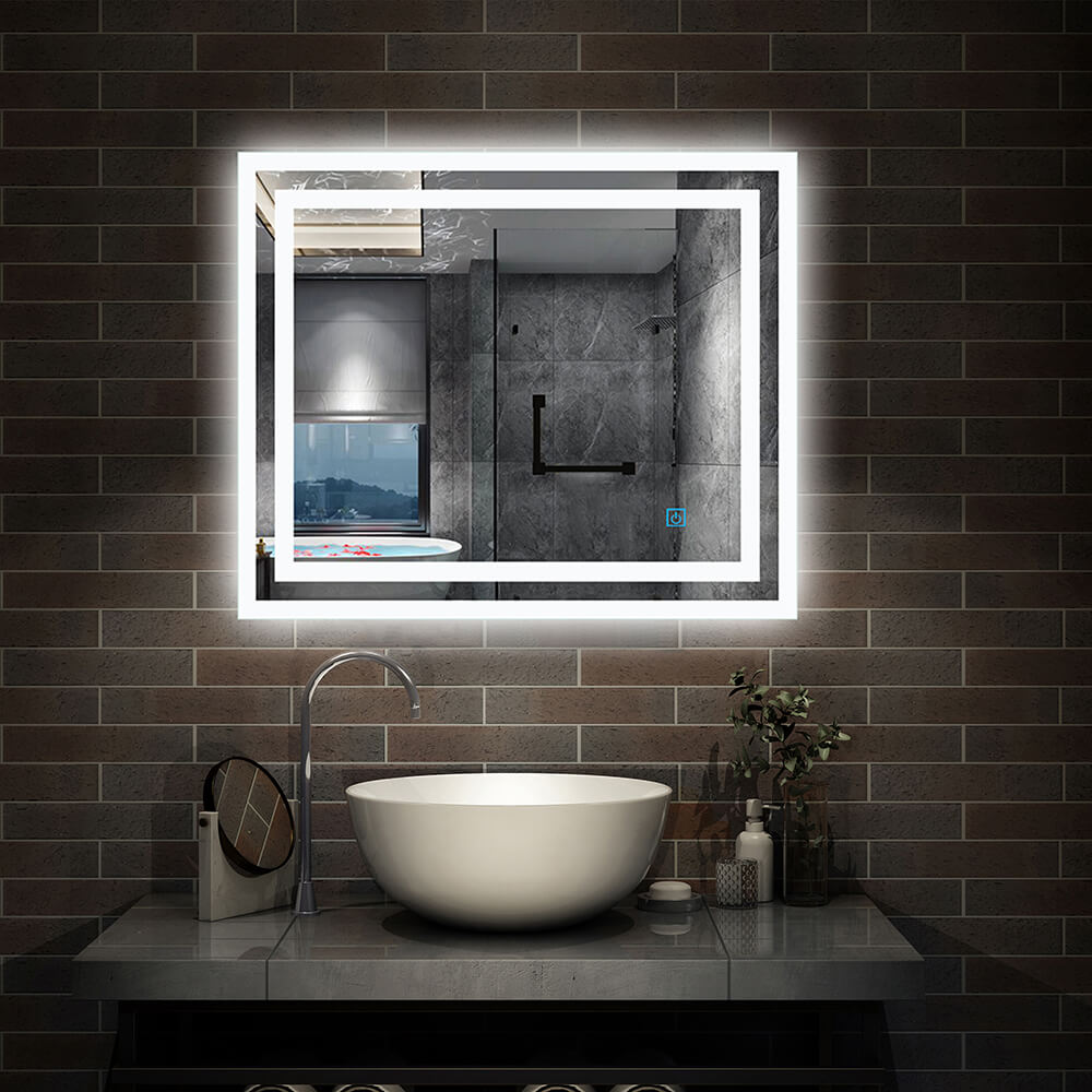 Illuminated LED Bathroom Mirror Sensitive Touch Demister Pad Heated
